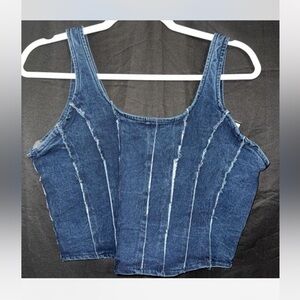 Thrill jeans corset Blue Denim Tank Top 1x Y2K